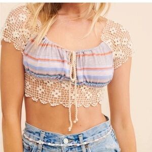 Free People Aruba Crochet Crop Top XS
